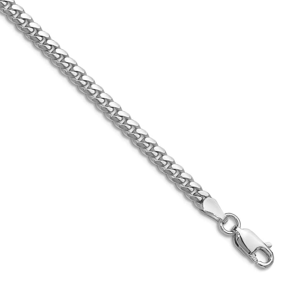 925 Sterling Silver Rhodium Plated Polished 3.4mm Domed Curb Chain Necklace 16 Inch Chain Necklace for Women and Men