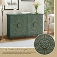 thumbnail image 4 of 47.7" Wide Ornate Carved Storage Sideboard, with Adjustable Shelves and 4 Carved Doors, Green, 4 of 6