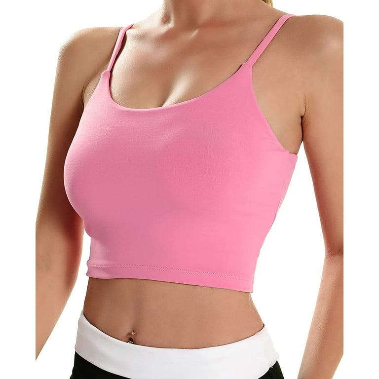 ECOPARTY Sports Bras for Women Quick-Dry Padded Wirefree Workout Crop Cute  Tank Tops Camisole Yoga Fitness Running Gym 