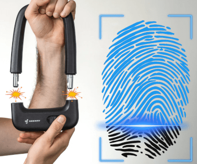 Ninebot Smart Fingerprint U-Lock - Anti-Cut and Anti-Theft, Supports Fingerprint, App, and Key Unlocking, Universal for Electric Scooters.