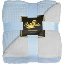 Catalonia Sherpa Throw Blanket, Reversible Cozy Waffle Pattern Knitted Blanket Throw for Couch Bed 60"x50"