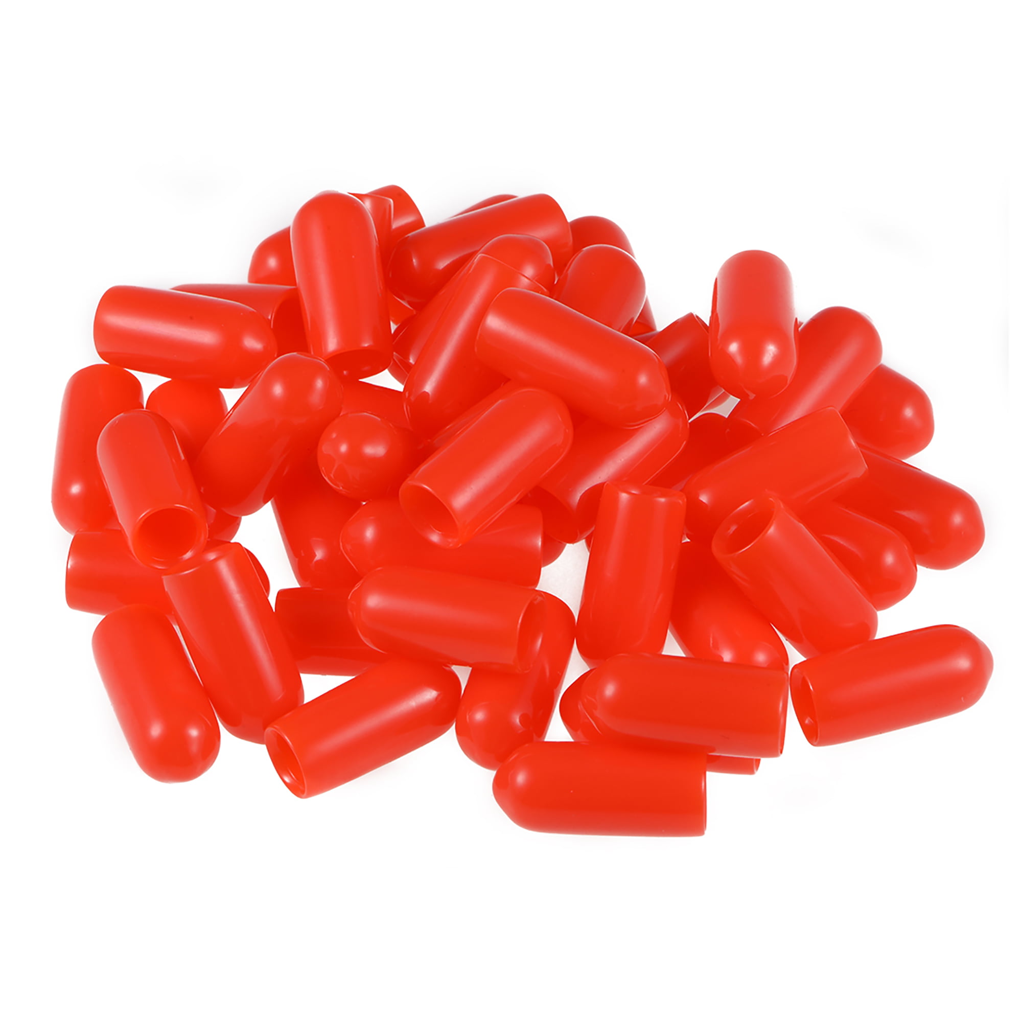 uxcell Screw Thread Protectors 3/8-inch ID Rubber Round End Cap Cover Red Flexible Tube Caps Tubing Tip 50pcs 