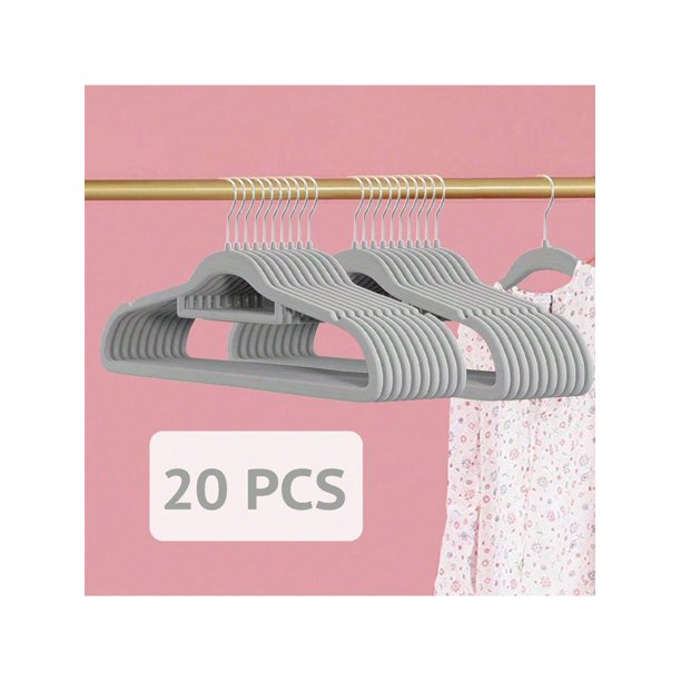 20pcs Pink Plush Velvet Hangers, Nordic Simple Style Durable Non-slip Velvet Coat Hangers, Space Saving Closet Organizer, 360 Degree Swivel Hook