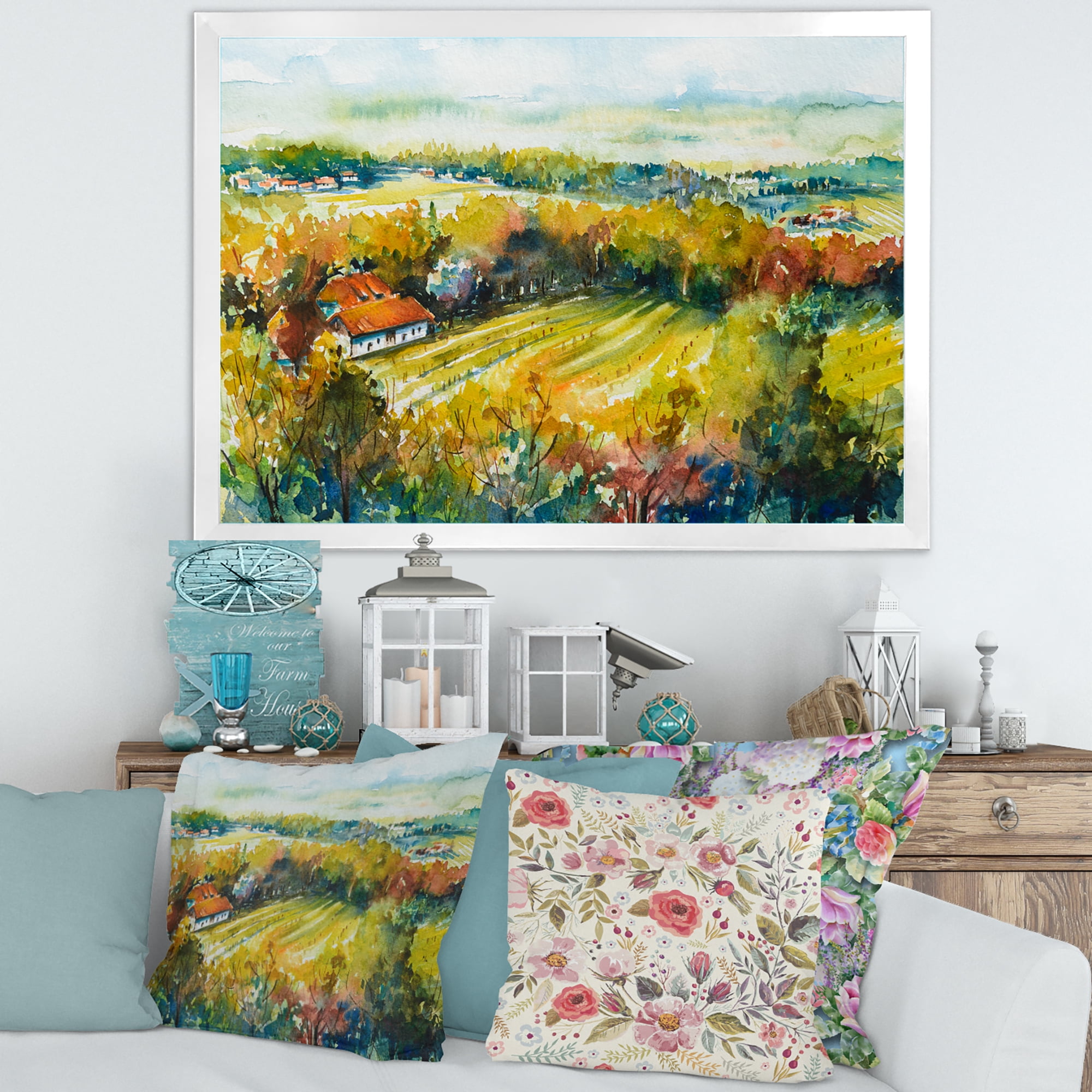 Designart 'Autumn Rural Landscape' Country Framed Art Print