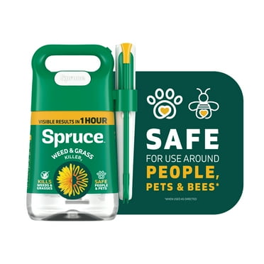 Spruce Weed Killer Spray: Snap & Spray Weed & Grass Killer₂ Powered Starter Kit - Reusable Sprayer with Wand for Spot-Treating Driveways, Gardens & More (64 Oz Bottle)