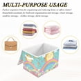 thumbnail image 6 of Yayeee Collapsible Cube Storage Bin with Lid Fabric Closet Decorative Basket with Handles, Retro Blue Rainbow, 6 of 7