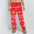 thumbnail image 2 of Adult Fashion Christmas Print Casual Pants with Drawstring Elastic Waist, Comfortable Sleepwear and Loungewear Trousers for Home Use,Red,XL, 2 of 6