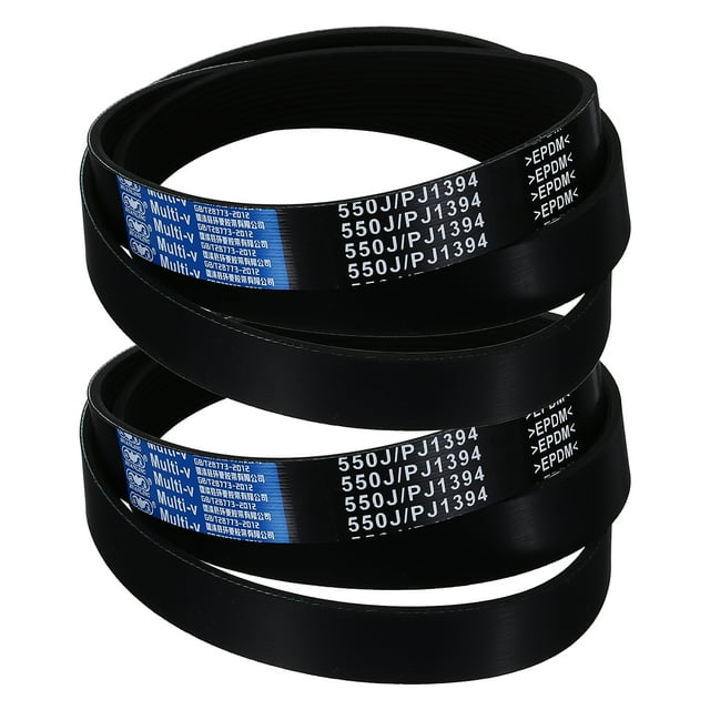 2 Pack 550J10 PJ V-Ribbed Belt 10 Ribs 55" Length x 0.92" Width x 0.14" Height, EPDM Rubber Poly V Belt, Multi Wedge Micro V Belt