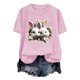 thumbnail image 5 of Tops de Cuello Alto para las Mujeres Amante Impreso Camiseta Cuello Redondo Manga Corta, Poliéster Spandex, 5 of 7
