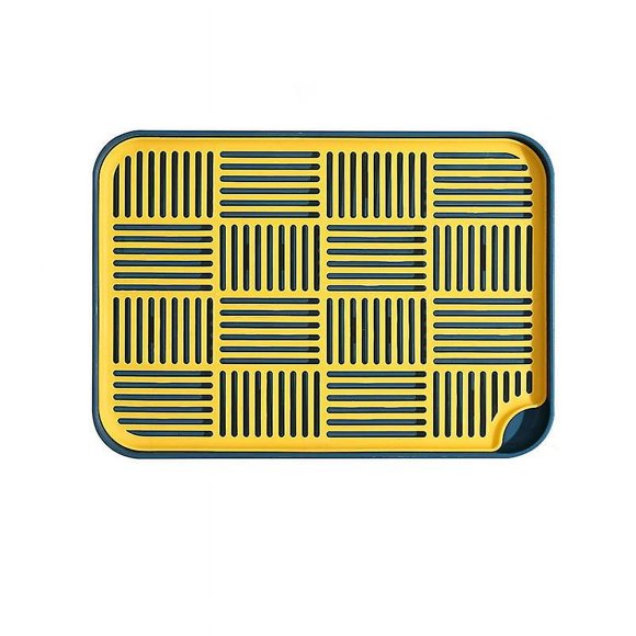 Drip Tray, Dish Drainer with Drip Tray, Dish Drainer, Drip Rack for Kitchen Sink (Blue and Yellow)