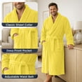 thumbnail image 4 of Dan River Bathrobe for Men and Women One Size Lightweight Cotton Terry Cloth Robe - Yellow, 4 of 10