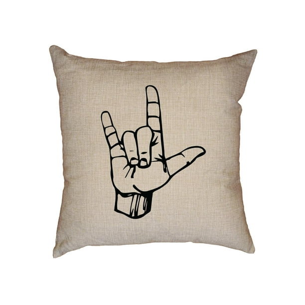 I Love You Sign Language Symbol Asl Decorative Linen Throw Cushion Pillow Case With Insert Walmart Com Walmart Com
