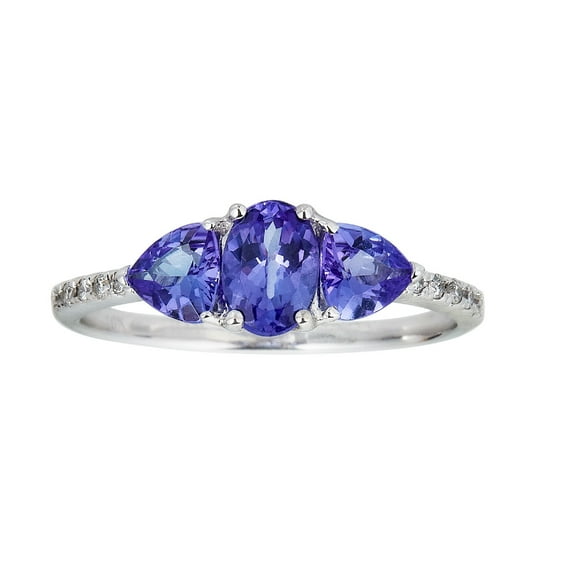 Gin & Grace 10KT WG Genuine Tanzanite and diamond accent Ring