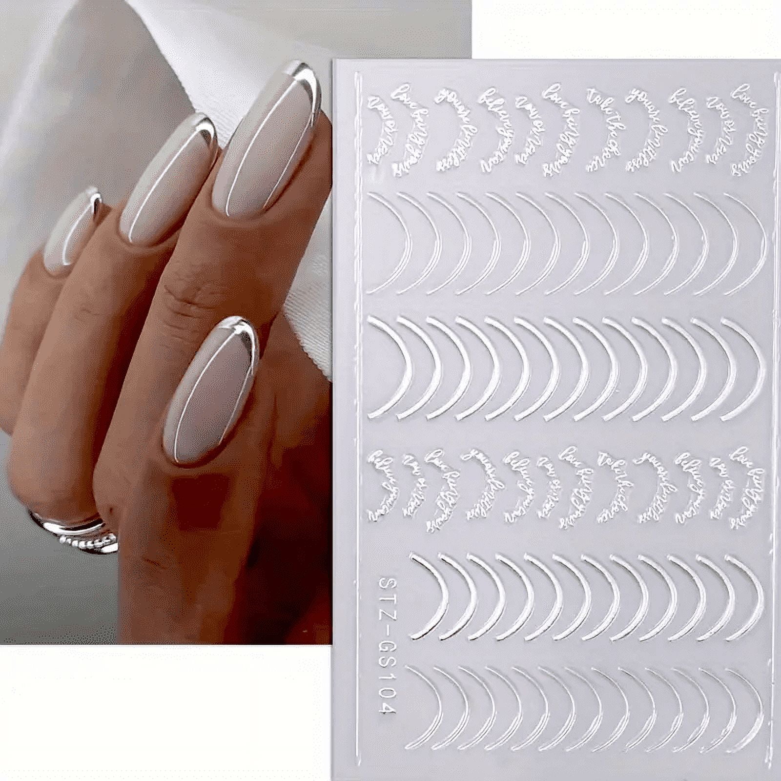 3pcs/set 3D Simple Lines Nail Stickers Rose Gold Metal Stripe Letters Decals Curve Gel Nails Art Sliders Polish Manicure Decor