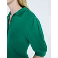 thumbnail image 4 of Free Assembly Women's and Women's Plus Collared Sweater Tee with Puff Sleeves, Lightweight, Sizes XS-4X, 4 of 5