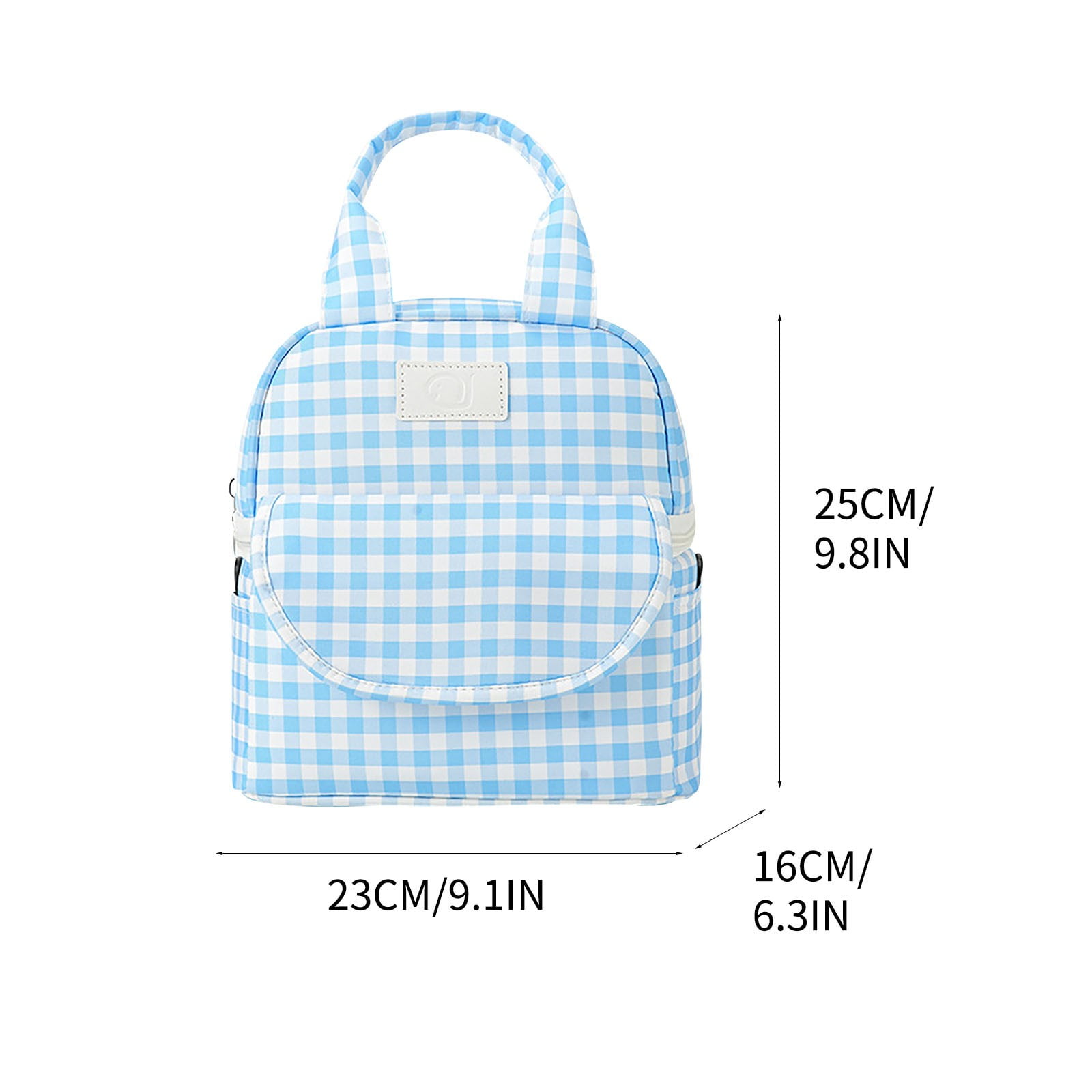 Insulated Breast Milk Cooler Bag with Checkered Pattern,Portable Mommy Backpack for Working Mothers,Temperature Control Lunch Bag for Outdoor and Commuting(Blue)