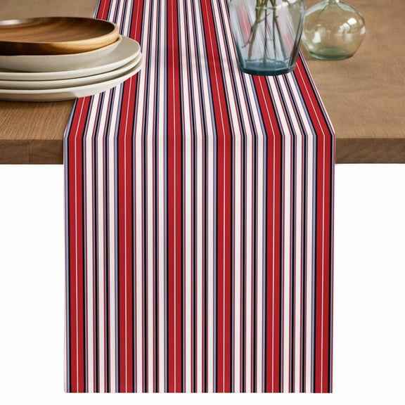 Table Runner 108 Inches Long for Kitchen Dining, Red Pink Stripes Dresser Scarf Farmhouse, Dining Table Decorations for Wedding/Parties, Country Simple Gradient Vertical Lines 13 x 108 In