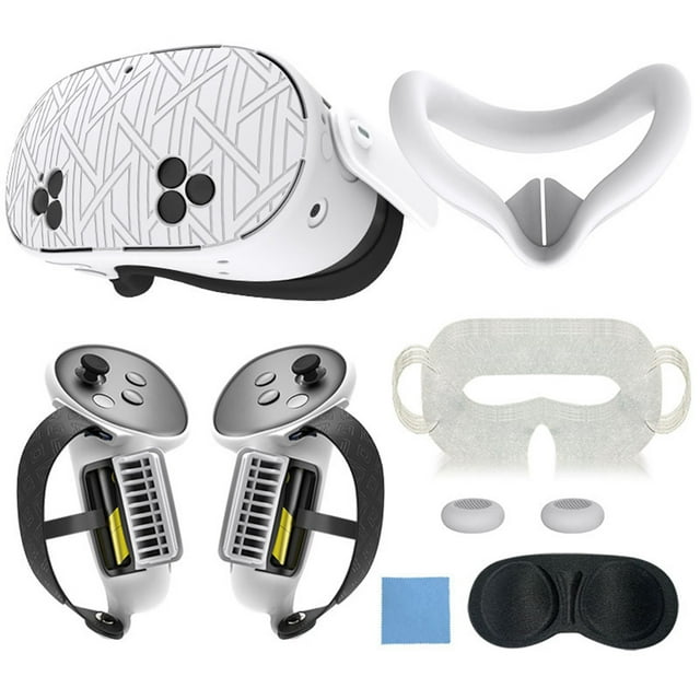 Ensemble d'Accessoires de Protection en Silicone pour Meta Quest 3S, Incluant Couvre-Poignée de Manette, Couvre-Coquille VR, Masque Facial, Couvre-Objectif, Poignée pour Pouce, Masque pour les Yeux, Étui de Protection pour Quest 3S