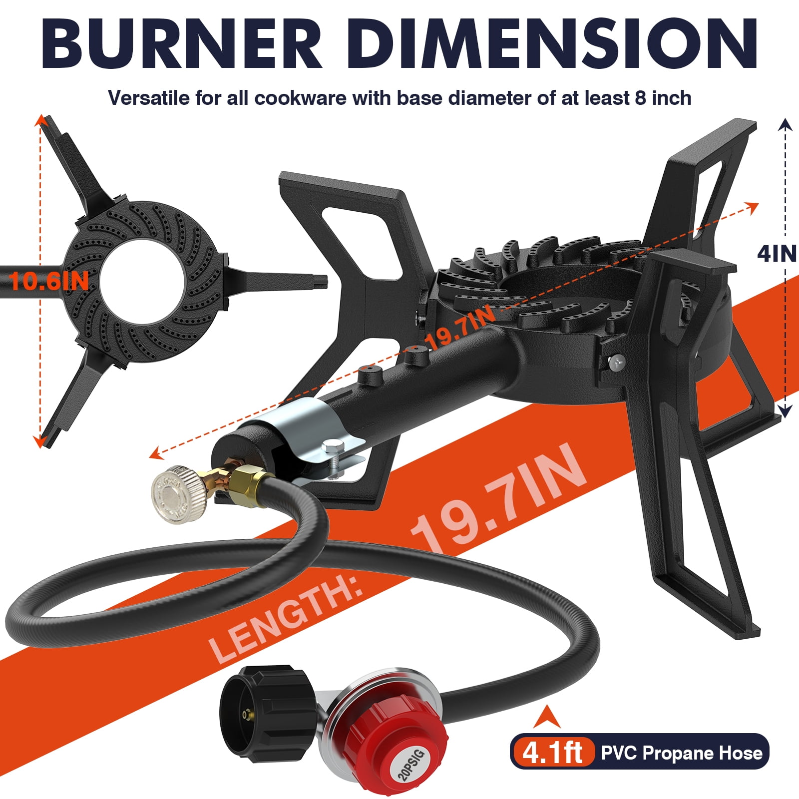 Frizi Portable Tripod Gas Burner Stove – Single Propane Burner for Outdoor Cooking, Camping, Hiking, Backpacking | Compact & Stable Gas Stove for Boiling, Frying, and Grilling Outdoors