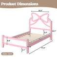 thumbnail image 7 of Miniyam Twin Size Kids Platform Bed with Bow-Shaped Headboard, Wood Bed Frame, Pink, 7 of 7