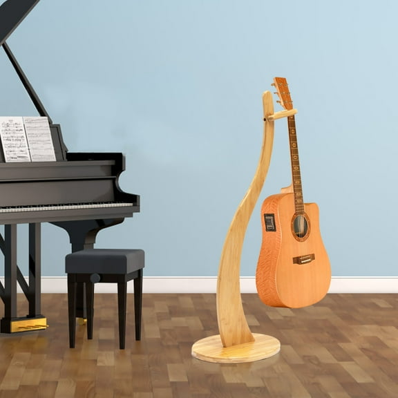 Guitar Stand - Made With Bamboo - For Acoustic, Electric, Classical, Ukulele and Banjos - Non-Slip Pads on Bottom for Stability