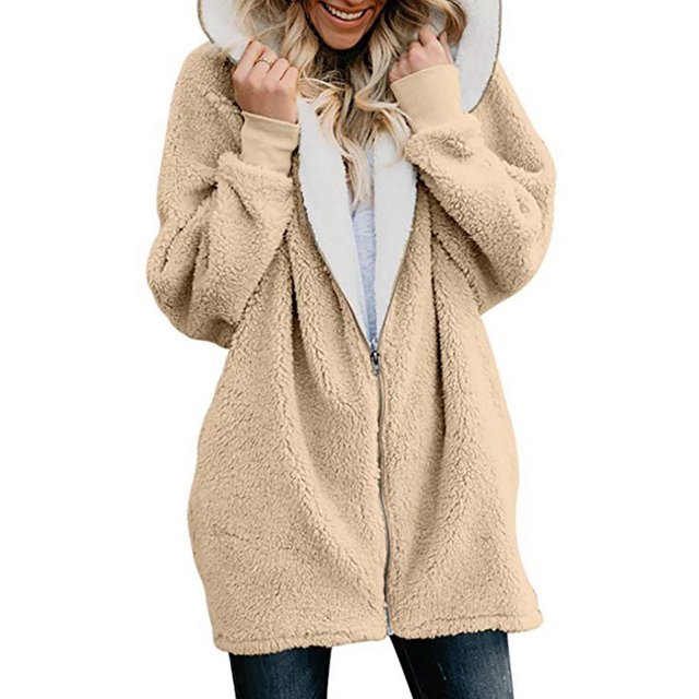 Femmes Solide Zip vers le Bas Manteau à Capuche Cardigans Outwear avec Poche