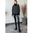 thumbnail image 2 of Heavy Knit Striped Turtle Neck Knit Sweater, 2 of 5