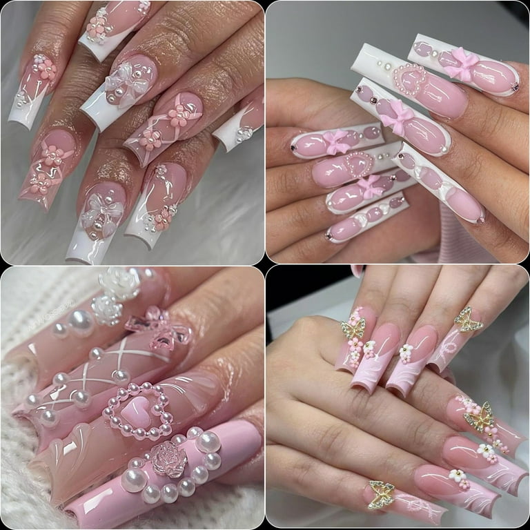 FSTDelivery 3D Nail Charms Set Crystal Crystals Pearl Gems