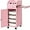Pink, variant on Hair Salon Trolley Cart with Wheels - Rolling Storage Cart with Drawers - Mobile Makeup Case - Lockable Hairdressing Tools Organizer - 3 Hair Dryer Holders, 4 Drawers, Side Tray, and 2 Keys - Pink