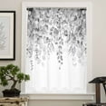 thumbnail image 4 of Grey Botanical Semi Sheer Curtains Drapes for Living Room, Bedroom, French Doors Window 54 Inches Long, Weeping Eucalyptus Leaves Watercolor Rod Pocket Chiffon Curtain Drapery Voile Draperies Panel, 4 of 6