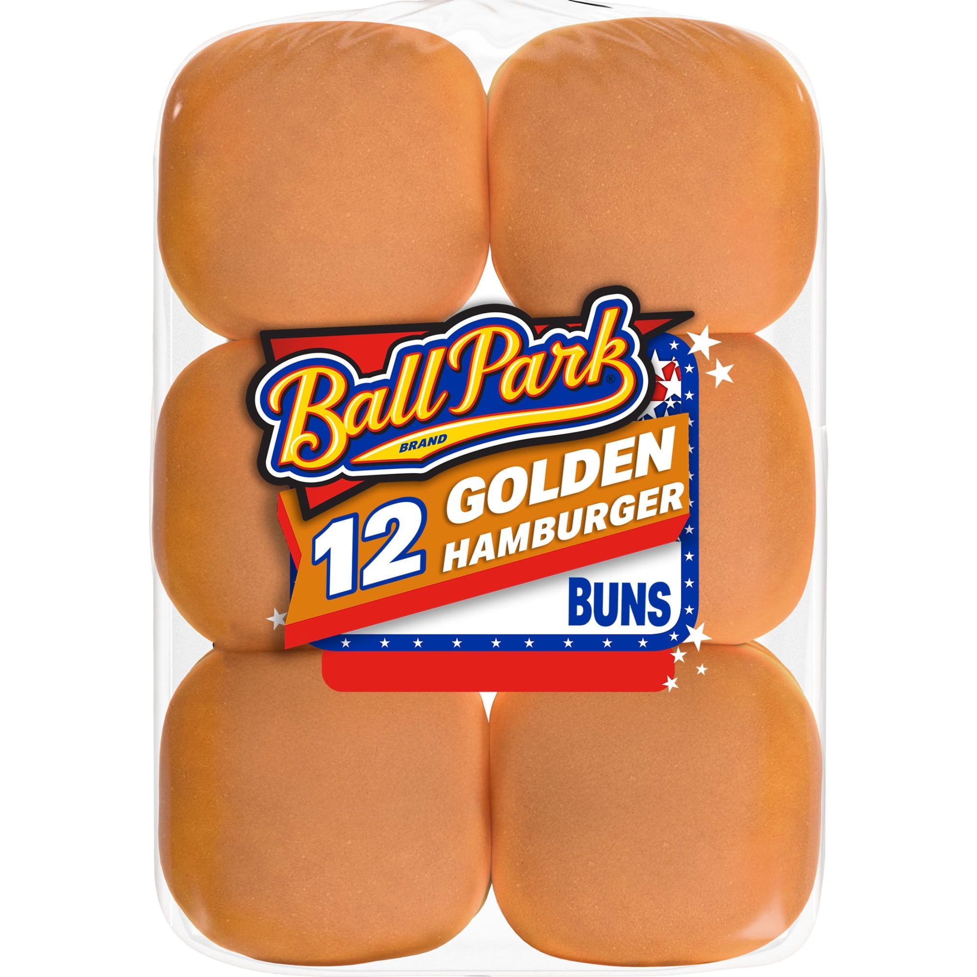 Ball Park Golden Hamburger Buns, 12 count, Honey Pre-sliced Hamburger Buns, 23 oz Bag