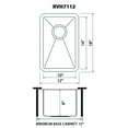 thumbnail image 6 of Ruvati 12 inch Undermount Bar Prep Kitchen Sink 16 Gauge Corners Single Bowl, 6 of 10