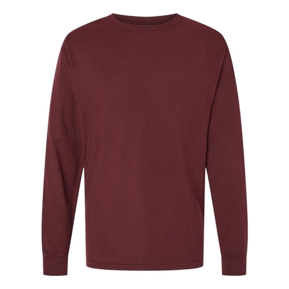Hanes Mens ComfortWash Garment Dyed Long Sleeve Tee, 2XL, Maroon