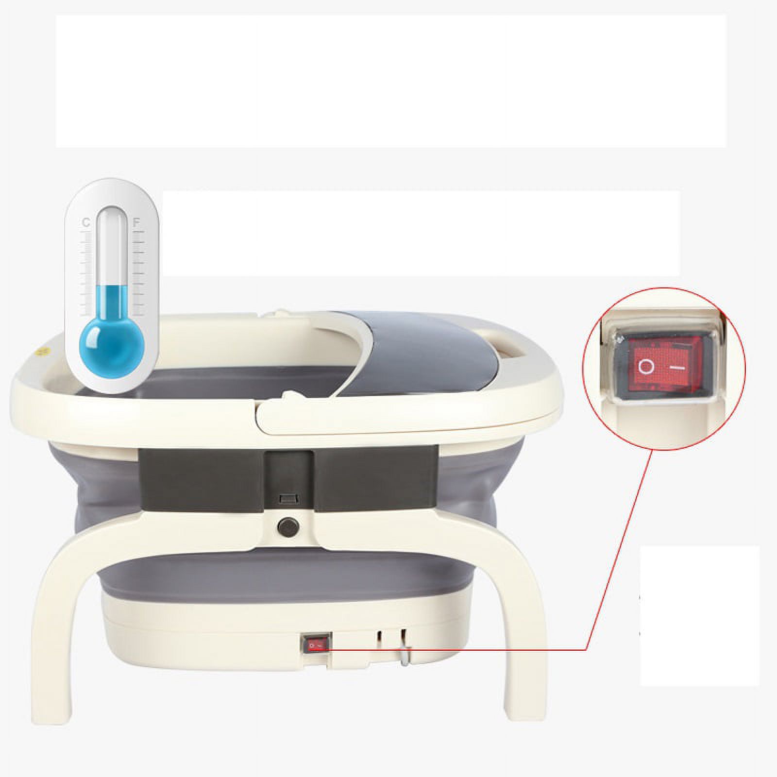 Folded Foot Bath Spa Massager - Heating & Bubble Wave - All in One Pedicure Machine Set for Relaxation & Red Light Therapy