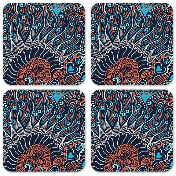Vinyl Drink Coasters - Set of 4 - Abstract Fishes
