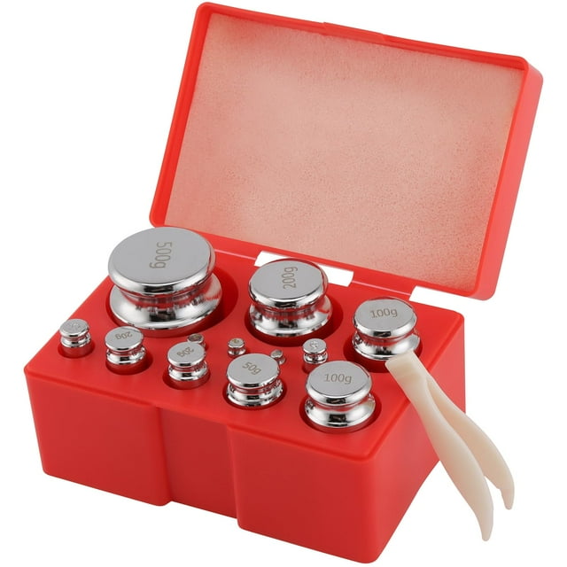 Kit de Pesas de Calibración FUNSUEI 12 piezas Acero 1g-500g