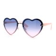 thumbnail image 4 of Womens Retro Rimless Heart Shape Metal Rim Sunglasses Gold Pink - Blue Pink, 4 of 8