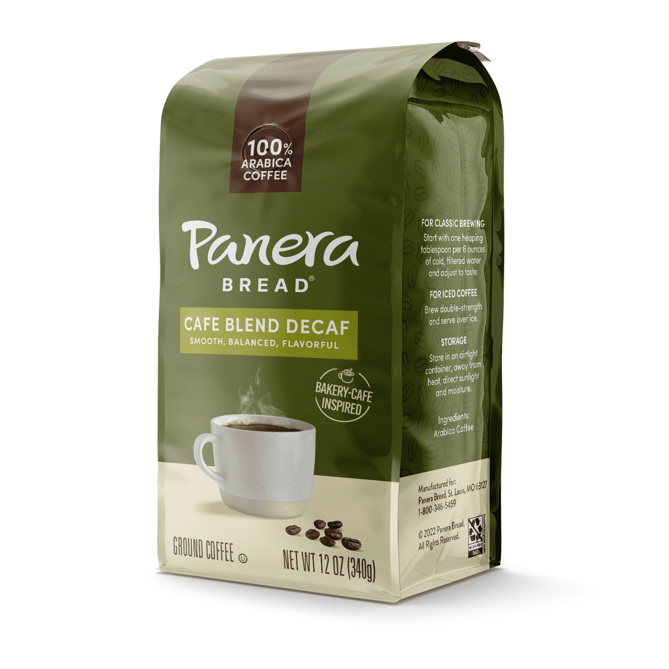 Panera Bread Decaffeinated Medium Roast, Ground Coffee, 100% Arabica Coffee, Bagged 12oz, Pack of 6