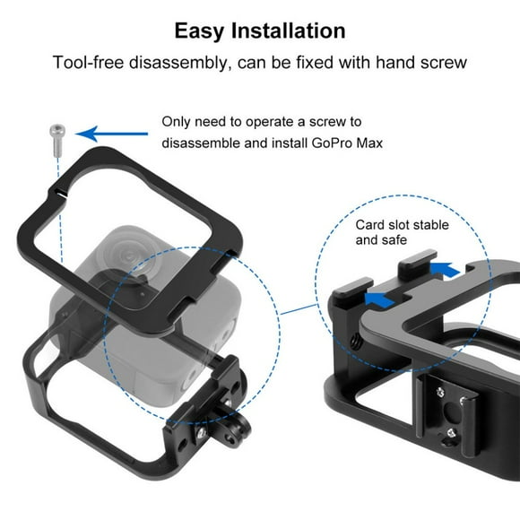 AMERTEER Aluminium Protective Frame Removable Buckle Socket Accessory for GoPro Max Directly Chargeable Side Cover