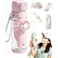 thumbnail image 1 of 2-In-1 Water Bottle With Built-In Foldable Fan, 2026 New Water Misting Fan Portable Handheld Spray Fans, 23.3 Oz Dual Drinking Water Bottle, 150° Rotation Misting WaterBottle, 1 of 7