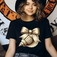 thumbnail image 3 of Seashell with Bow T-Shirt, Elegant Beach Graphic Tee for Women, White, Size M, 3 of 6