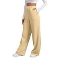 thumbnail image 4 of BRDFRL Women's Flare Sweatpants Fleece Lined Baggy Extra Long Cute Pants High Wasited Athletic Joggers with Pockets Yellow S, 4 of 7