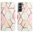 thumbnail image 2 of Allytech Galaxy S21 Case (NOT for S21+), PU Leather Luxury Marble Kickstand Protective Scratch Resistant Cards Holders Hand Strap Wallet Case Cover for Samsung Galaxy S21 - Grid Marble, 2 of 7
