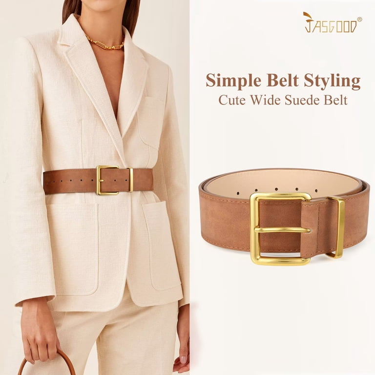 JASGOOD Women Wide Belt Fashion Suede Belt Ladies Thick  display picture 2