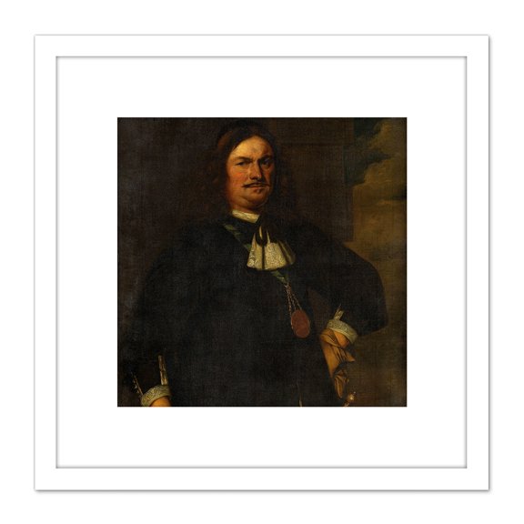 Berckman Portrait Admiral Adriaen Banckert 8X8 Inch Square Wooden Framed Wall Art Print Picture with Mount