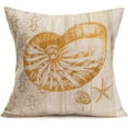 thumbnail image 3 of Vintage Decor Ocean Park Theme Throw Pillow Cover 18" X 18" Cotton Linen Conch Scallop Seashell Print Ocean Summer Beach Sea Voyage Pillowcases for Home Decoration, 4 Pack (Shell Set), 3 of 5