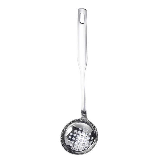 Cuchara de sopa de acero inoxidable, colador, cuchara ranurada duradera, espumadera inoxidable para utensilios de cocina, banquetes y picnics.