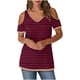 thumbnail image 1 of Tops de Algodón para Mujeres Tira Impresa Manga Corta Cuello en V Fuera Del Hombro, Top de Moda para el Uso Diario, 1 of 9