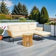 thumbnail image 3 of 3 Pieces Patio Conversation Set,Wicker Furniture Sets,All-Weather Outdoor Sectional Sofa Set with Table & Cushions for Patio Deck Garden Poolside Yard,Light Yellow, 3 of 15