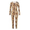 thumbnail image 1 of TheFound Female Nightwear Cartoon Patterns Print O-Neck Long Sleeve Jumpsuit, 1 of 9